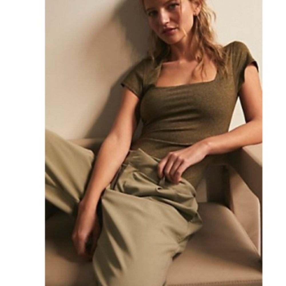 Free People Olive Green Bodysuit
